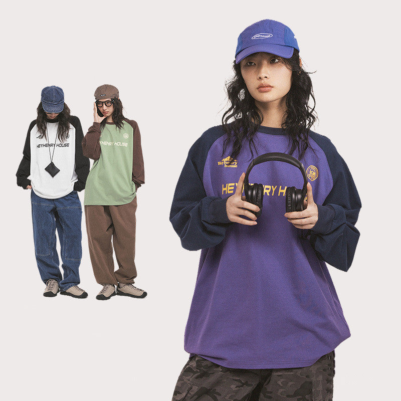 Fashion Colorblock Loose Casual Pullover Women